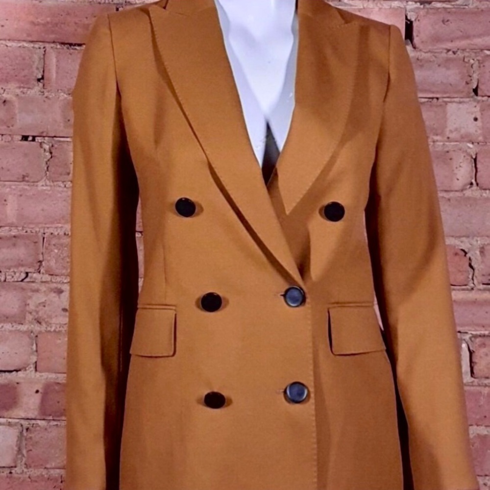 Bundle Tobacco Brown Double-Breasted Blazer and pants Set, size 38